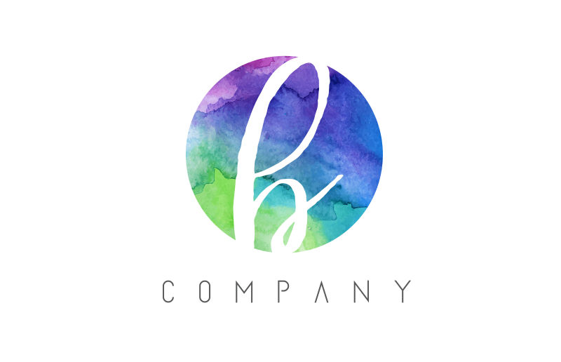 抽象矢量水彩字母b标志设计