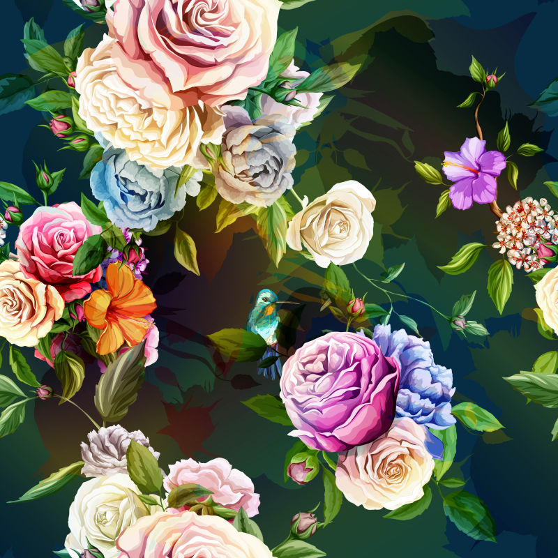 创意矢量花卉元素的设计卡片背景