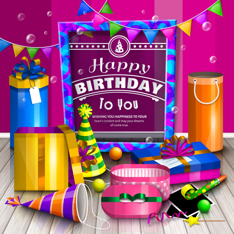 创意矢量现代生日贺卡设计