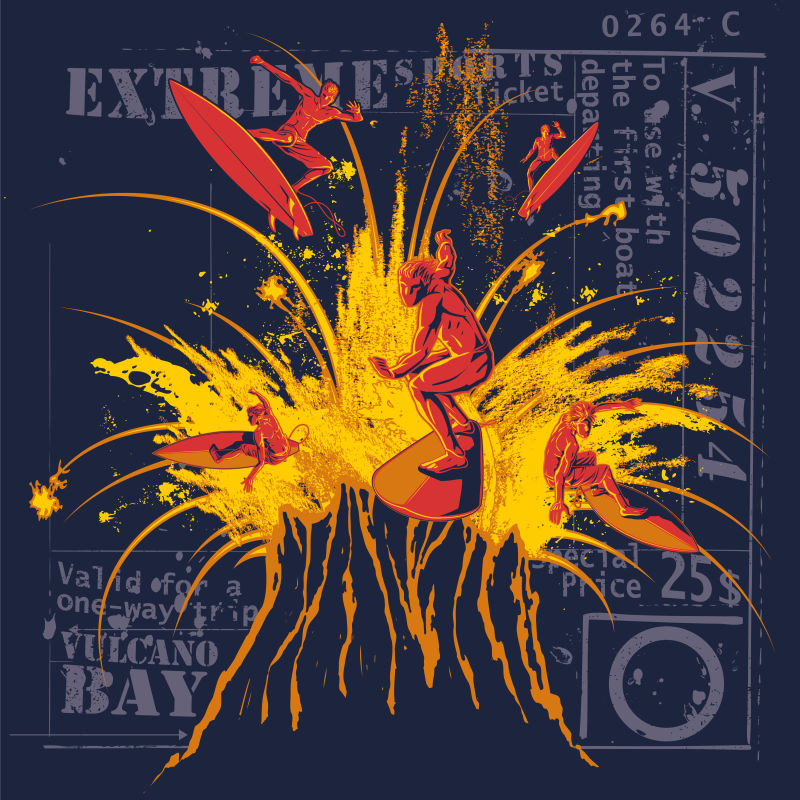 创意矢量冲浪概念的海报设计