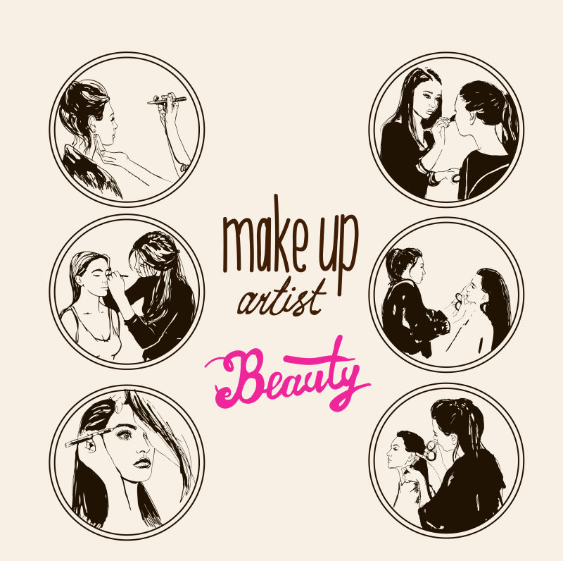 创意矢量现代化妆的女人平面图标设计