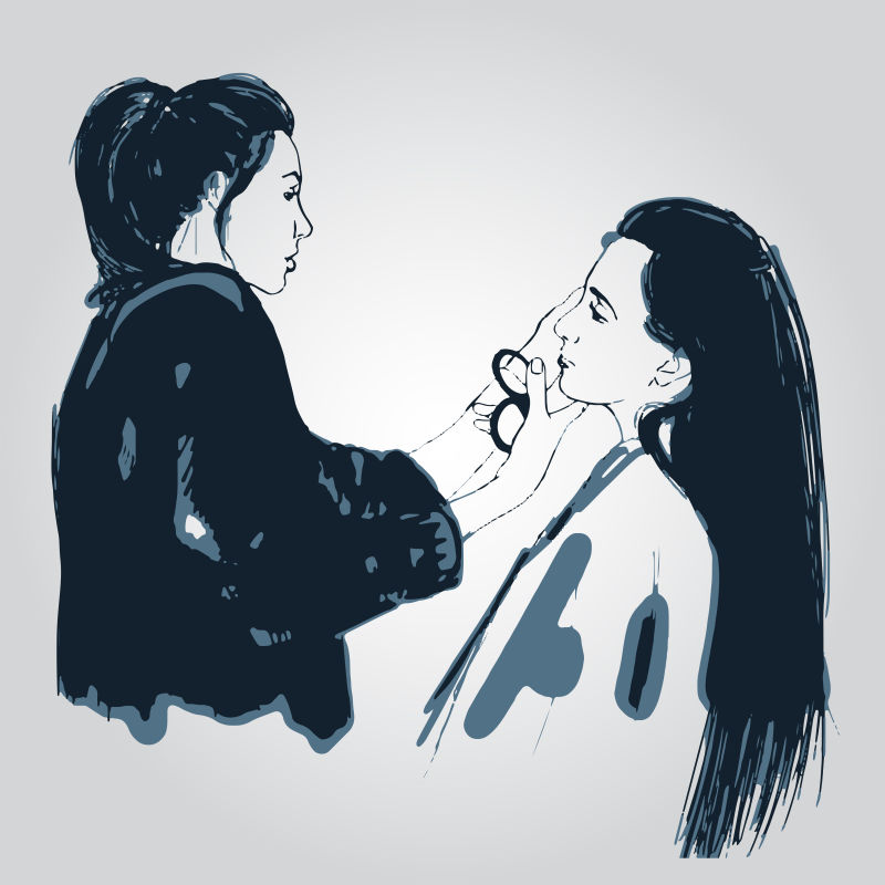 矢量剪头发的女人插图