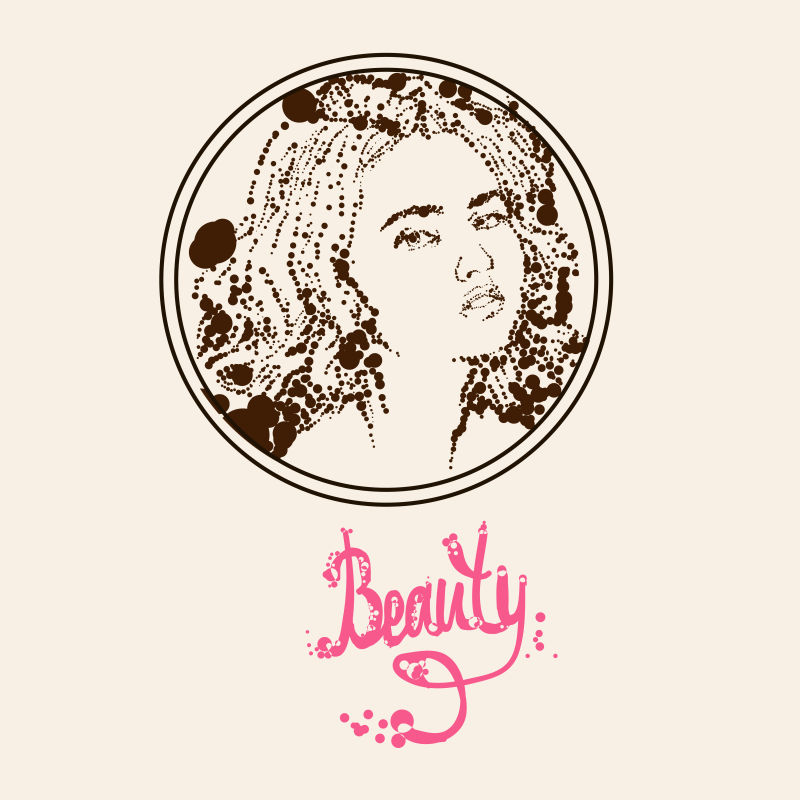 矢量手绘风格的美女插图