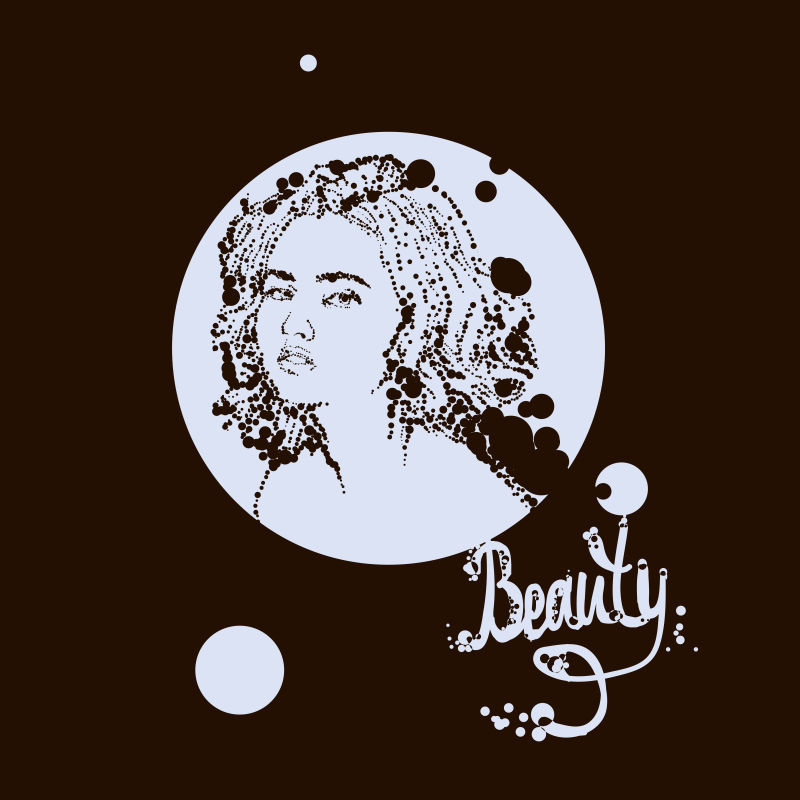 创意矢量手绘美女插图