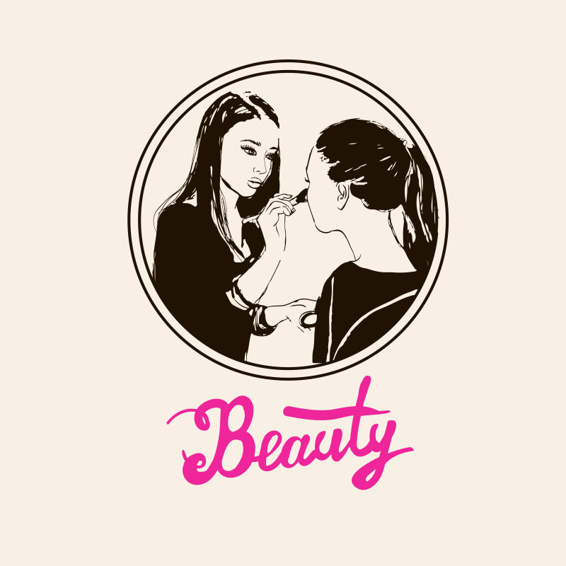 创意矢量手绘美女化妆的图标