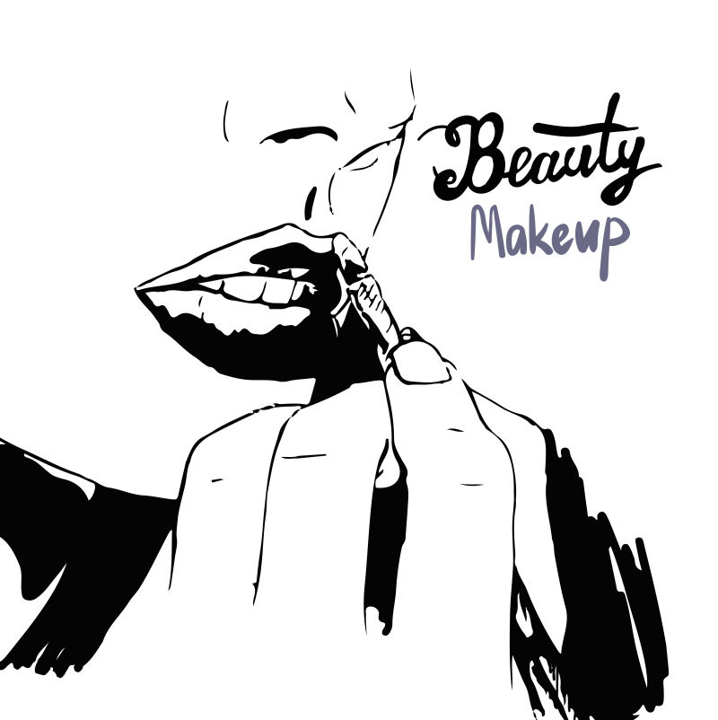 创意矢量美女化妆的插图