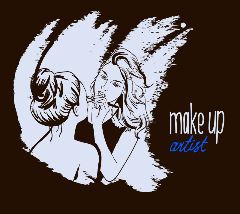 创意矢量化妆的美女平面插图