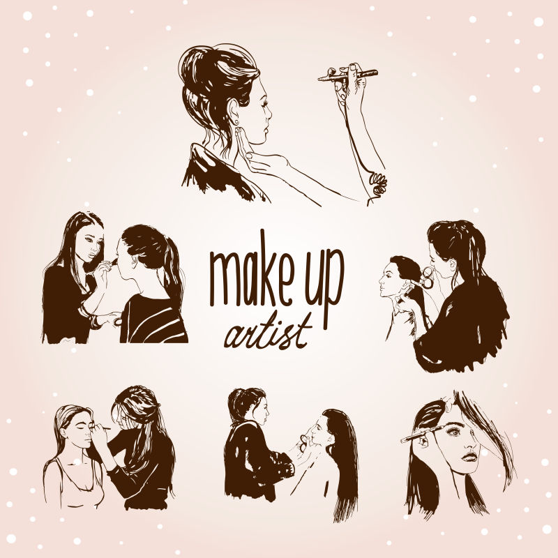 创意矢量美女化妆的设计元素