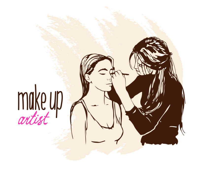 矢量化妆的女人创意平面插图
