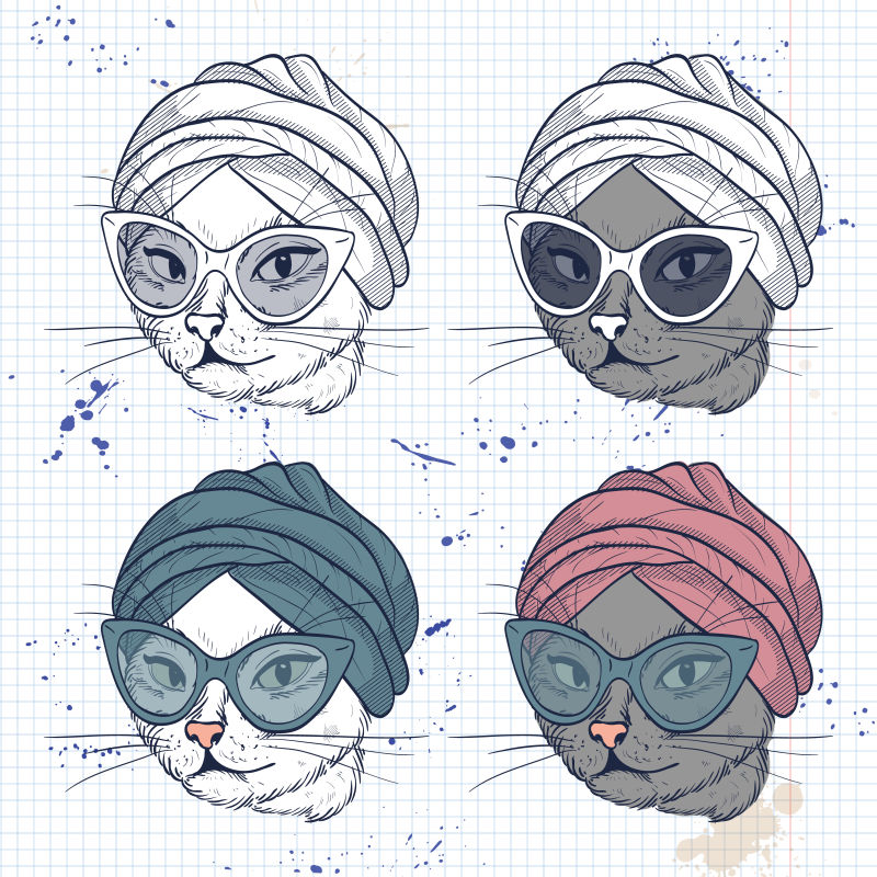 矢量的猫女头像插图