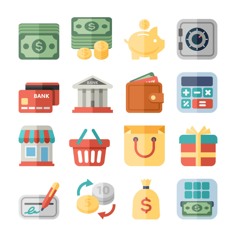 抽象矢量货币流通主题的图标设计