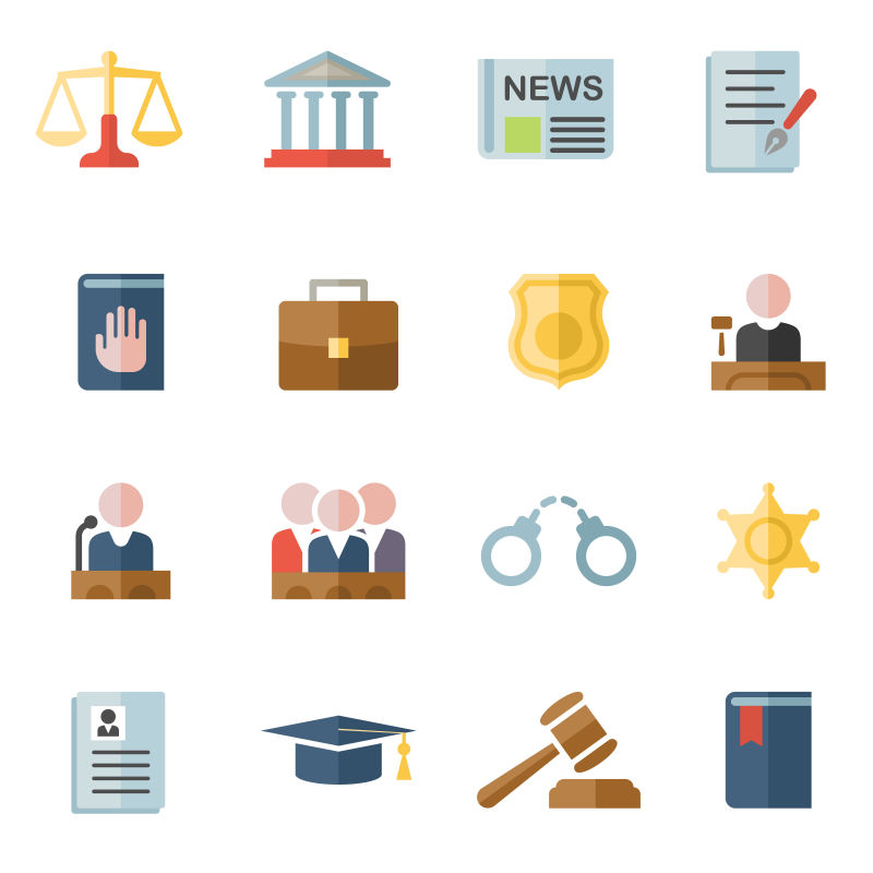 矢量律师主题的平面图标