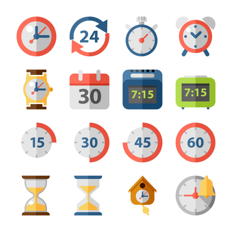 创意矢量单色的计时元素图标设计