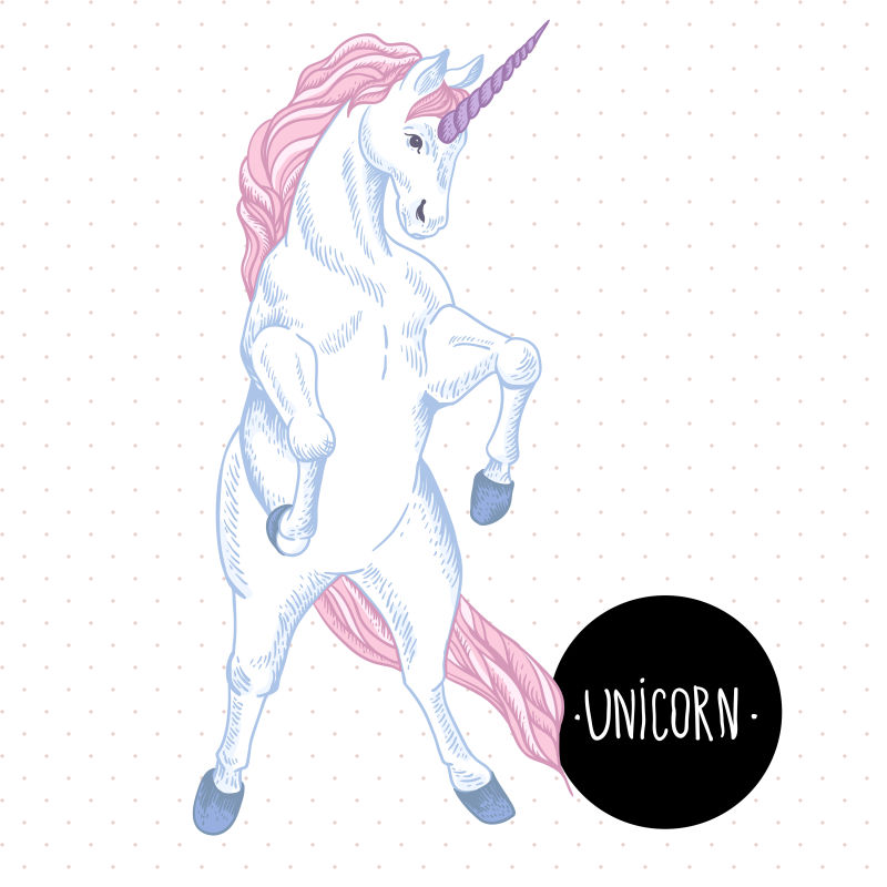 粉色独角兽插图矢量设计