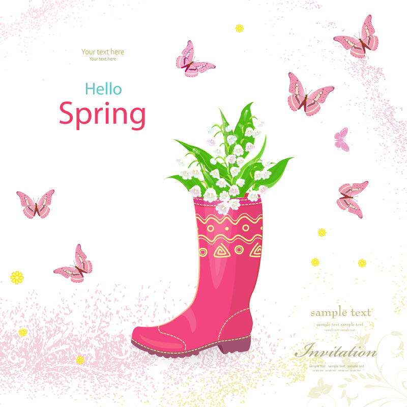 橡皮靴里的百合花矢量插图