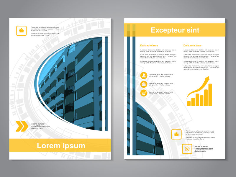 抽象矢量黄色商业几何宣传单设计