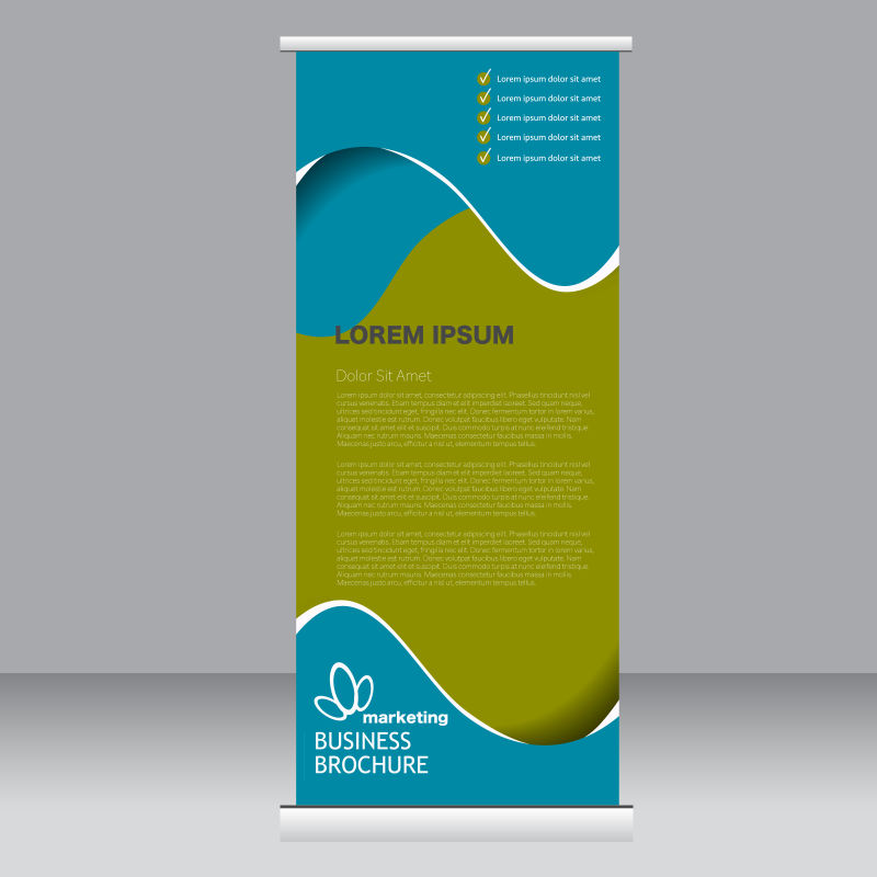 创意矢量蓝色绿色竖横幅设计