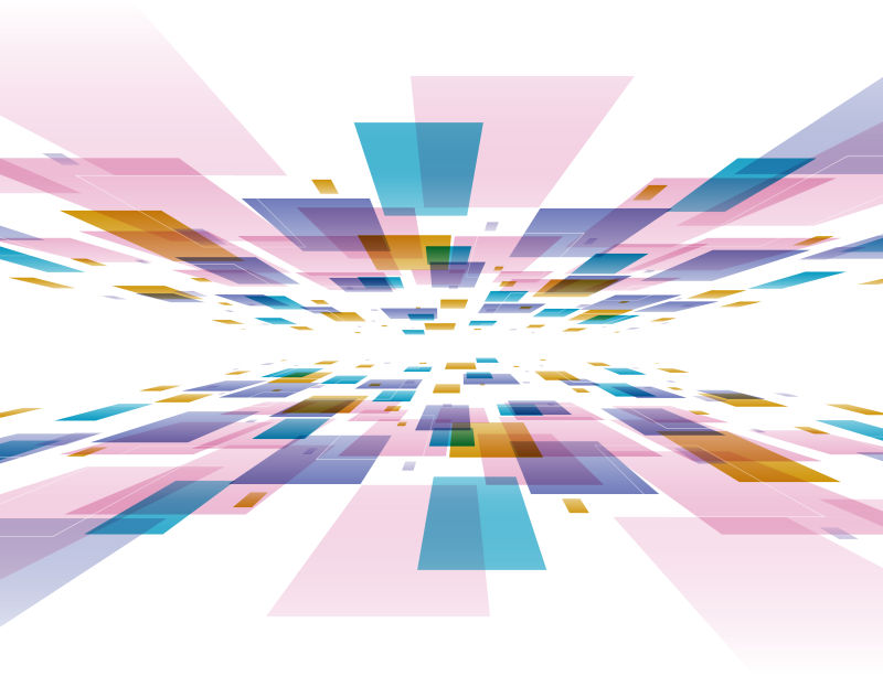 彩色四边形图案背景矢量设计