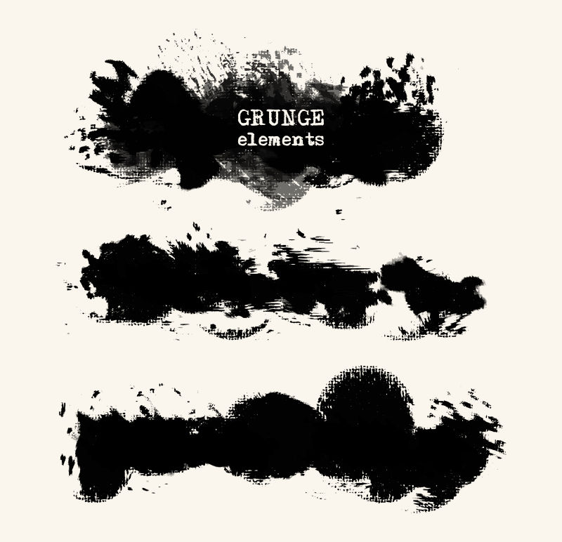 抽象的黑色纹理笔画在白色背景下孤立