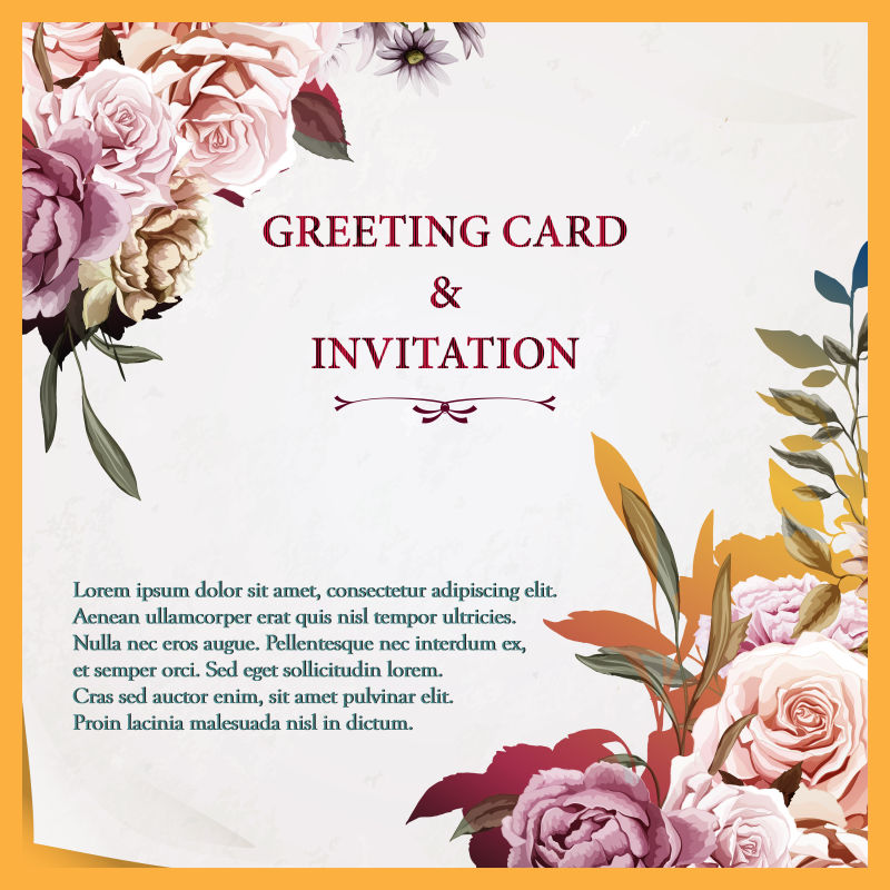 矢量现代花丛元素的婚礼请帖设计