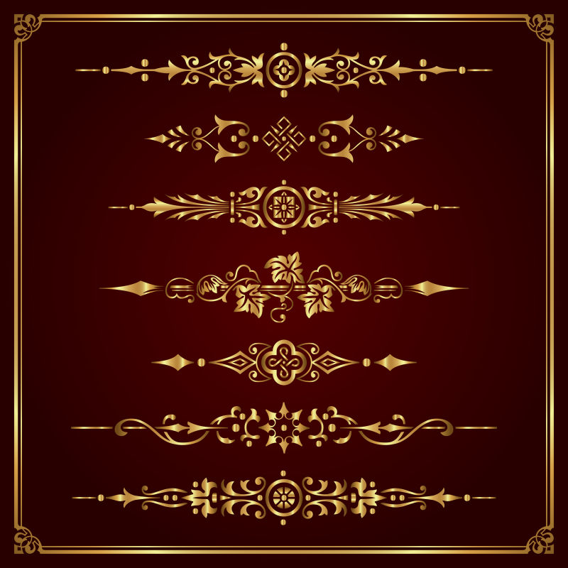 金色花边装饰矢量设计