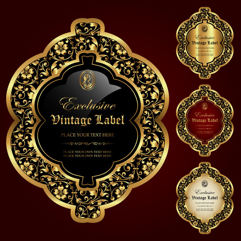 精美的金边标签矢量设计