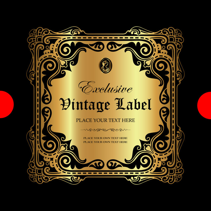 金色花边装饰的精美标签矢量设计