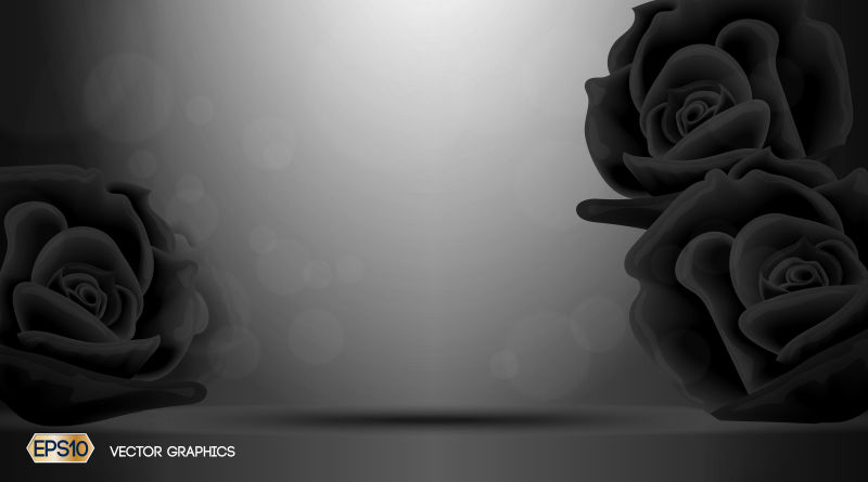 创意矢量黑色玫瑰元素的背景