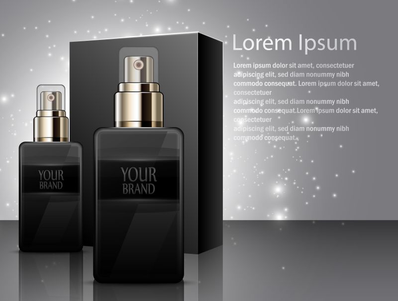 创意矢量黑瓶乳液的化妆品设计