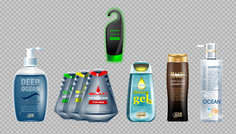 创意矢量现代化妆品瓶子的包装设计