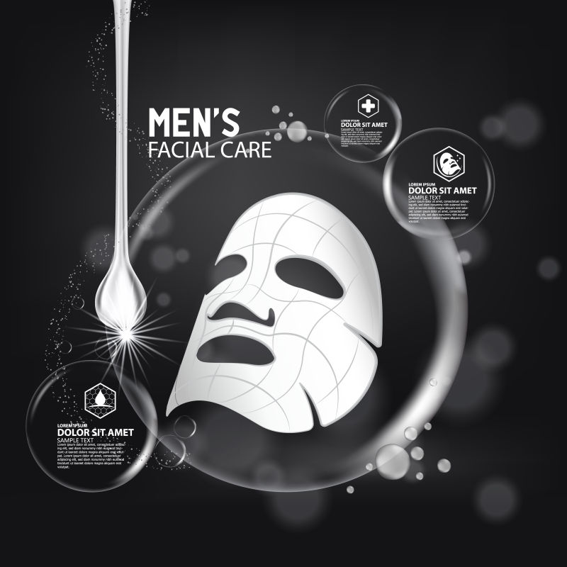 创意男士面膜元素的矢量海报设计