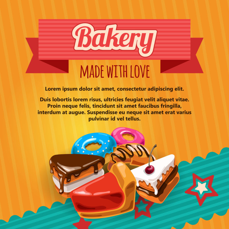 抽象矢量面包房主题的平面海报设计