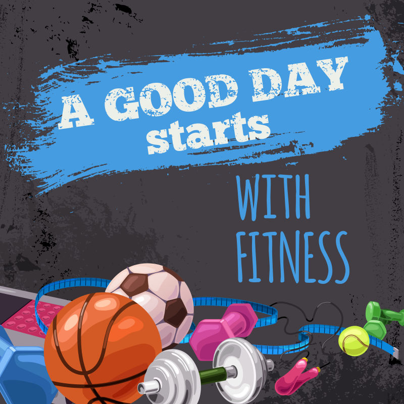 抽象矢量现代锻炼健身主题的平面海报设计