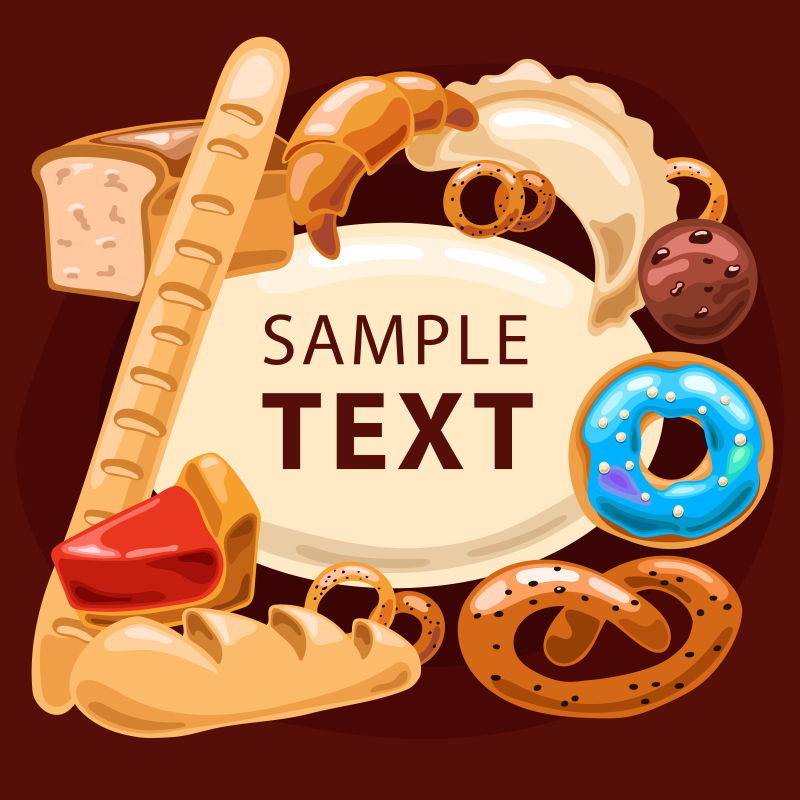 抽象矢量面包元素的平面海报