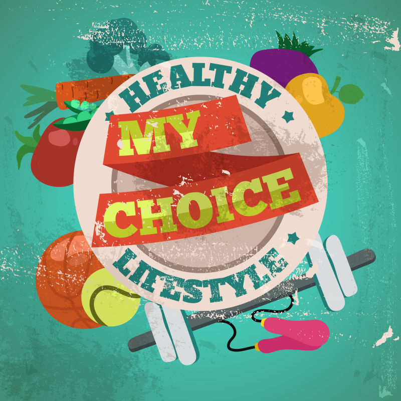 抽象矢量健康生活观的平面海报设计