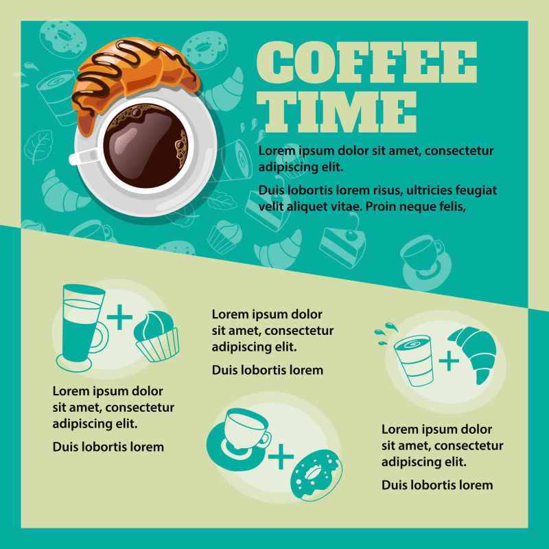 创意矢量平面风格的咖啡主题海报设计