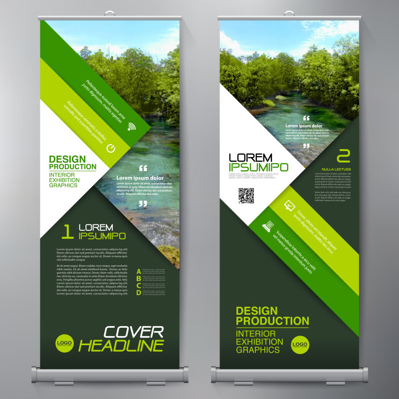矢量创意绿色商业竖横幅设计