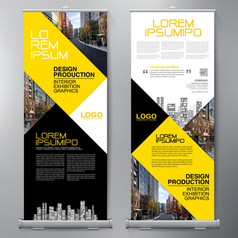 矢量抽象现代商业竖式横幅设计