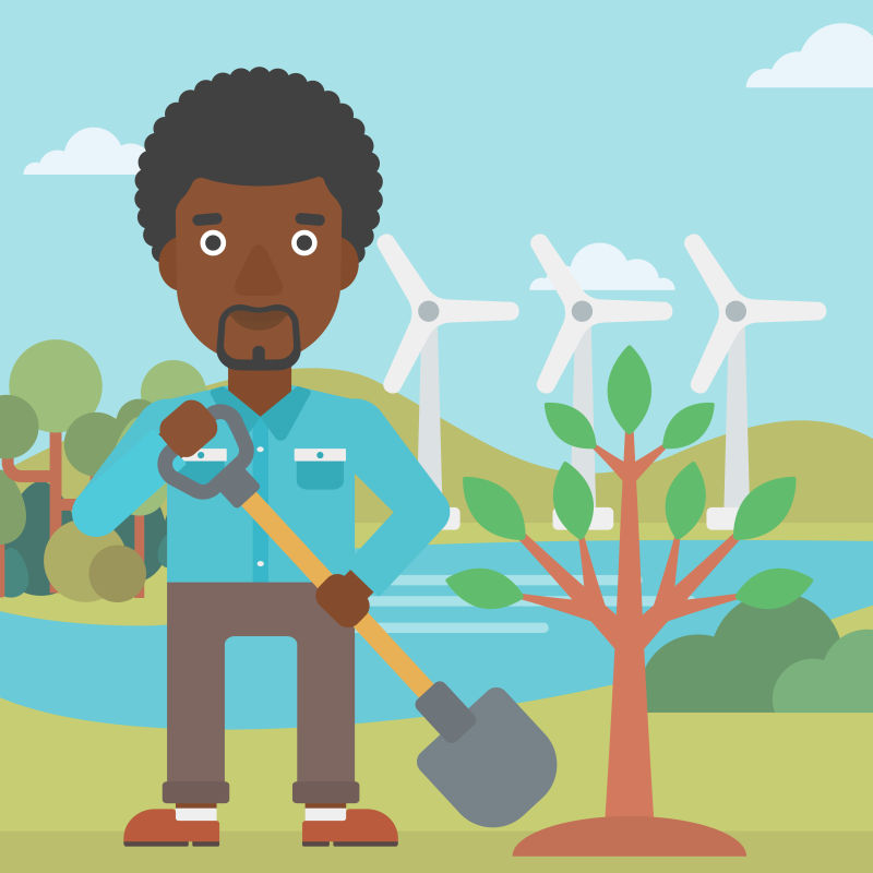 抽象矢量现代种植树木的插图