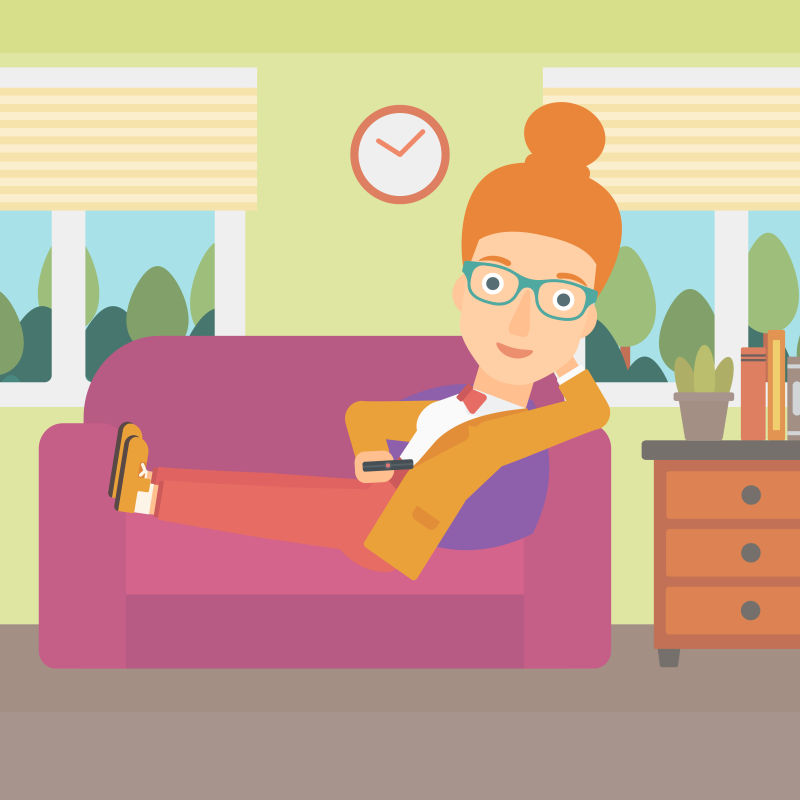 创意矢量现代躺在沙发上的女人插图