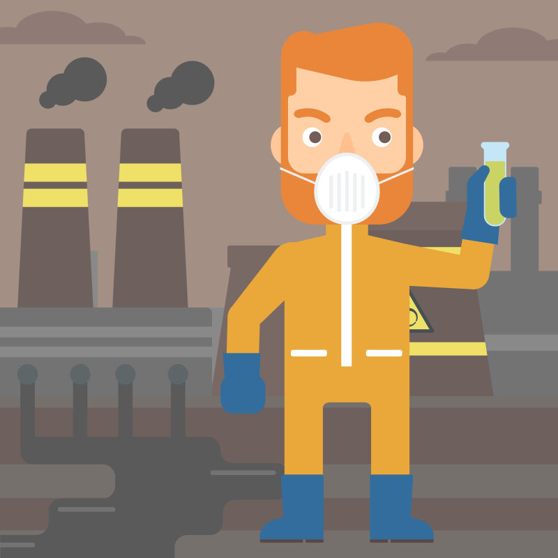 抽象矢量现代拿着化学试剂的男人插图