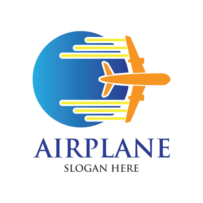 矢量黄色的飞机标志