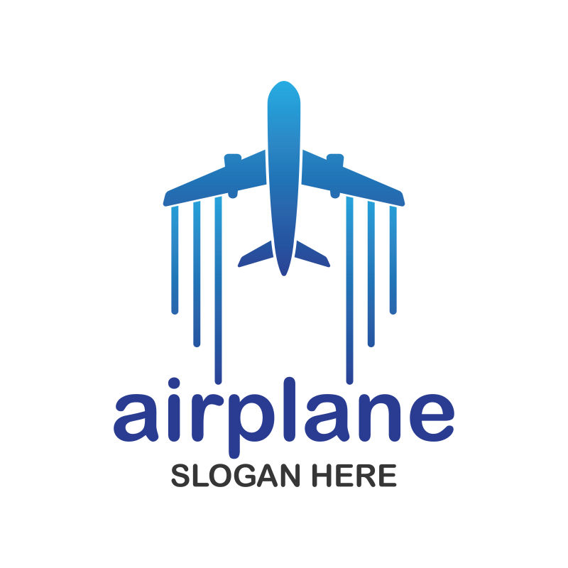 矢量蓝色飞机标志设计