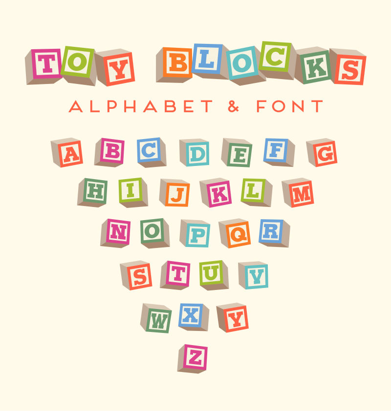 抽象矢量彩色方格风格的字体设计