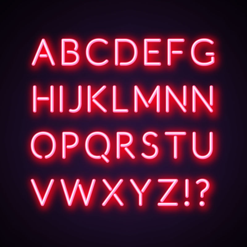 抽象矢量现代粉色霓虹灯字体设计