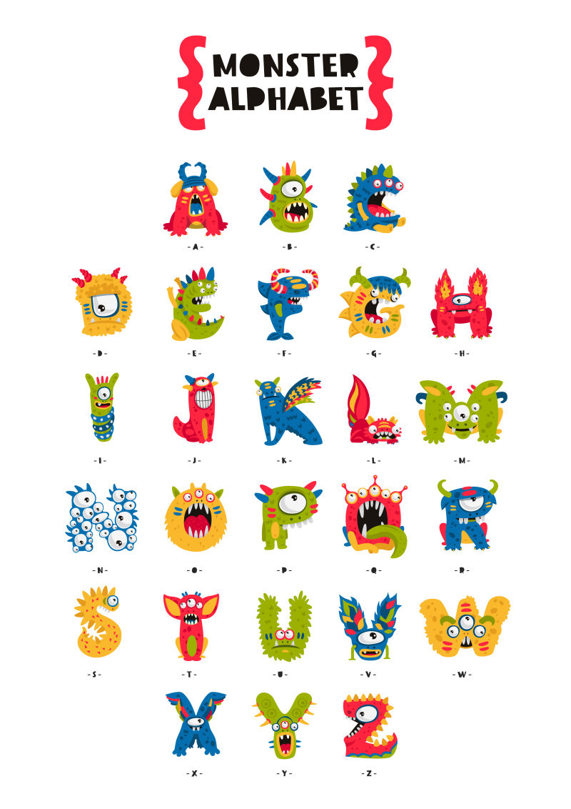 创意矢量怪物风格的卡通字体设计