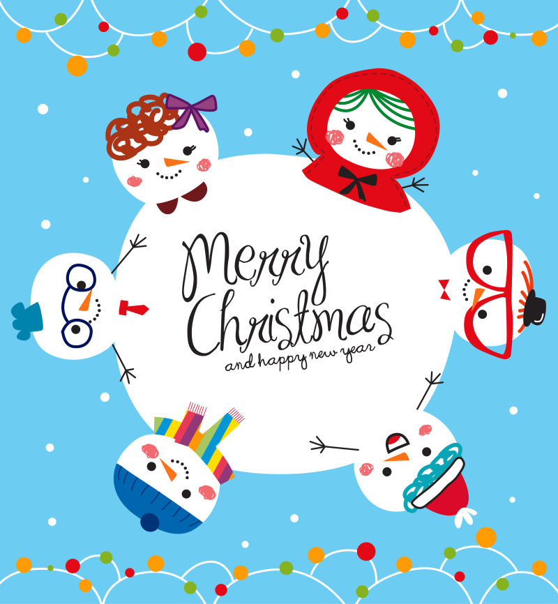 矢量装饰好的可爱雪人