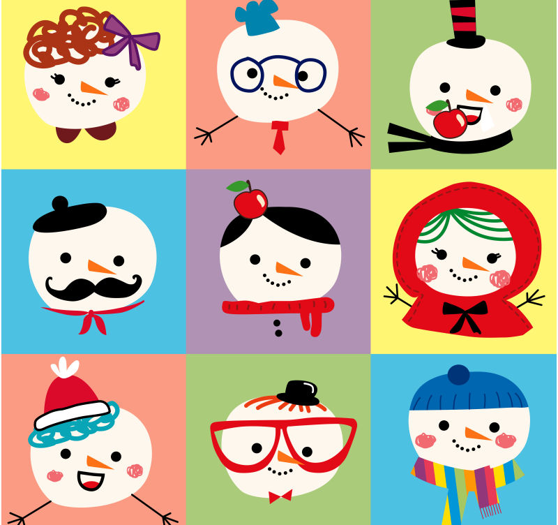 矢量装饰好的雪人肖像