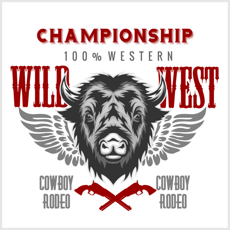 抽象矢量现代水牛肖像设计