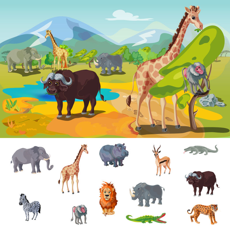 矢量非洲野生动物设计